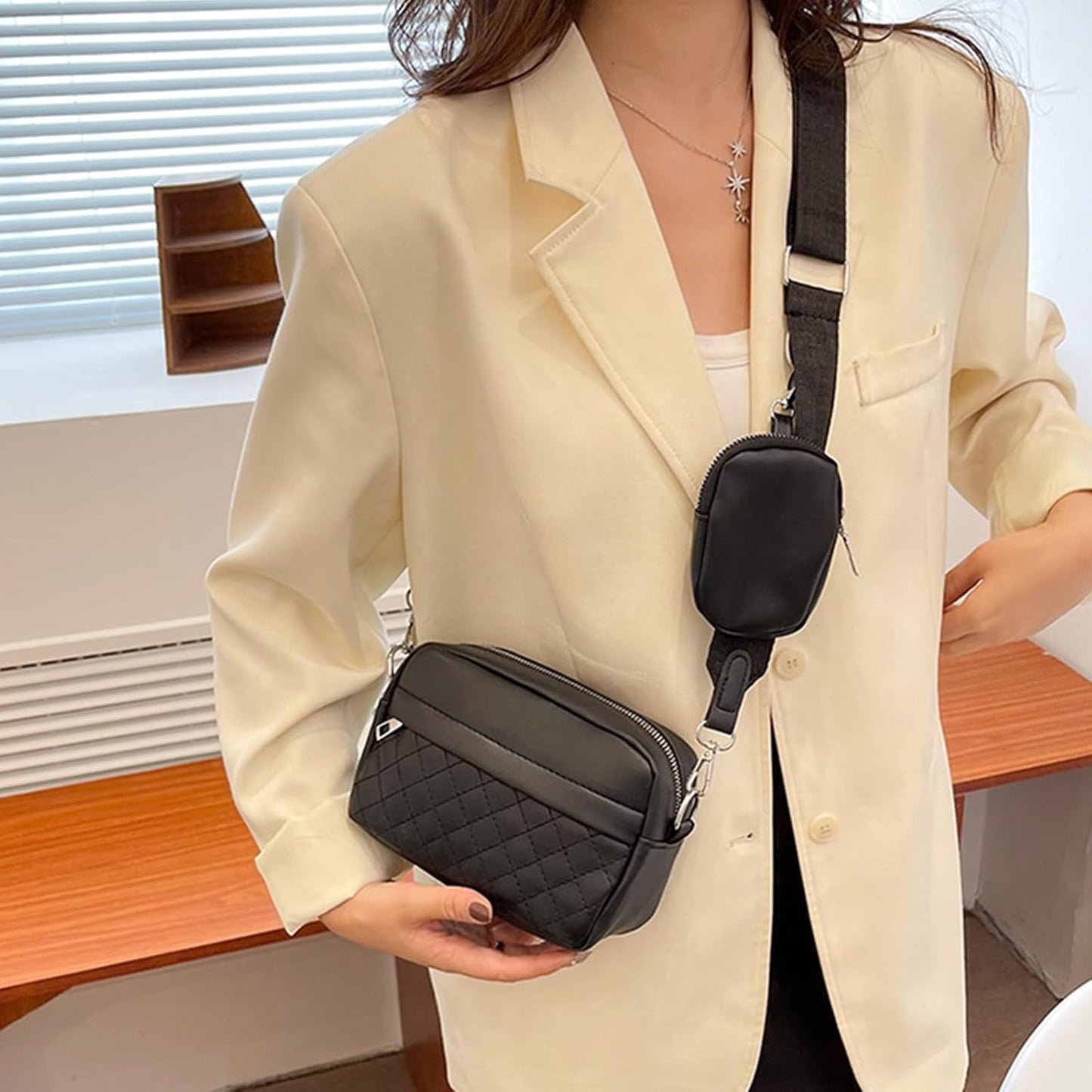 Stylish Convertible Crossbody Bag for Girls – Waterproof PU Leather Shoulder Handbag with Change Purse | Trendy Travel Crossbody (Black)