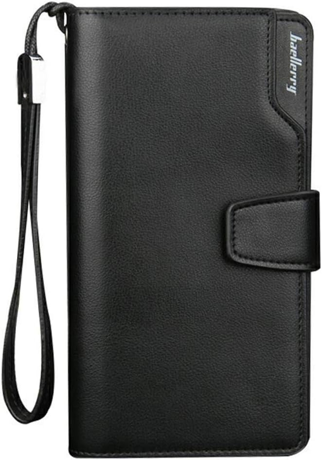 Men’s Luxury Leather Long Wallet by Baellerry – 23 Card Slots, Coin Purse & Large Capacity Zip Around (Black)