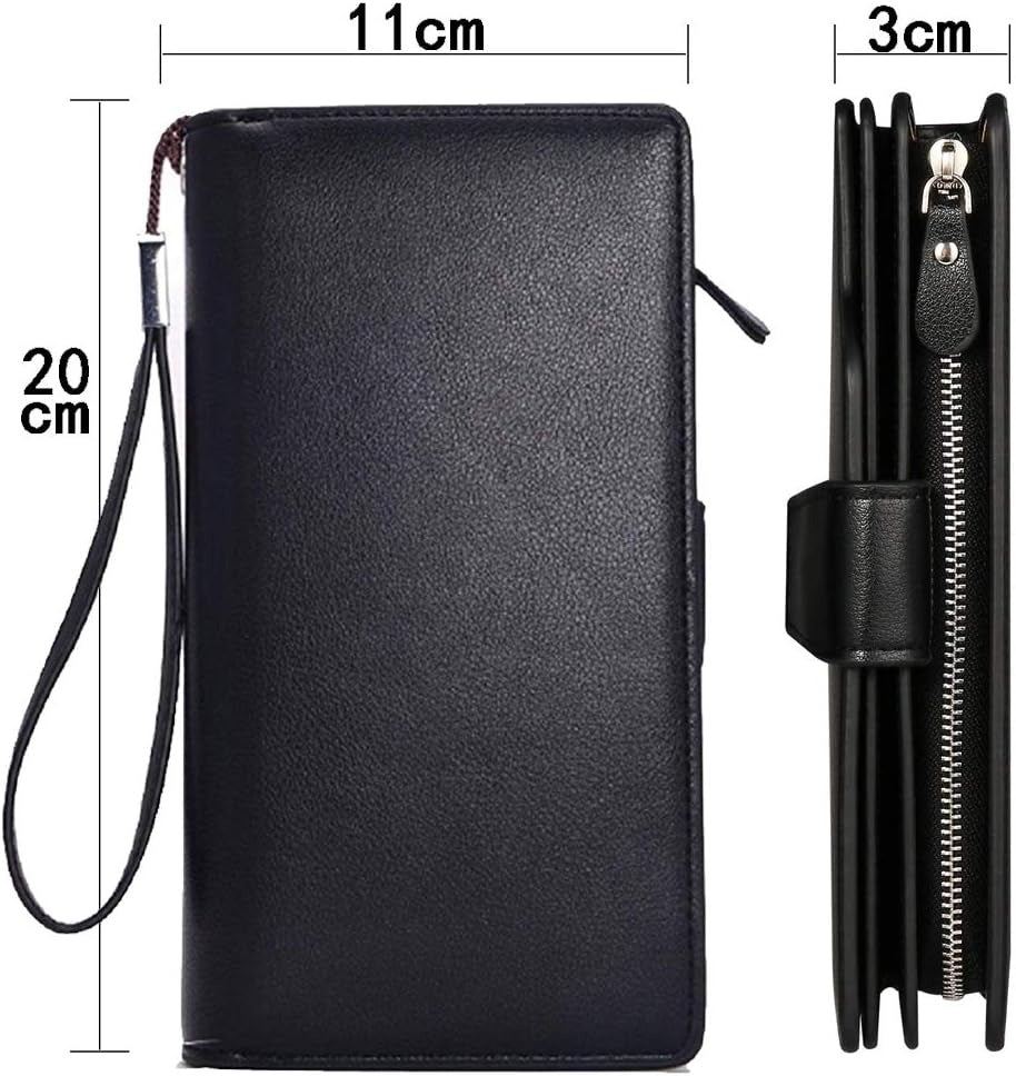 Men’s Luxury Leather Long Wallet by Baellerry – 23 Card Slots, Coin Purse & Large Capacity Zip Around (Black)