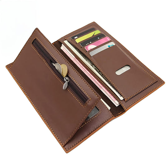 Stylish Slim Long PU Leather Wallet & Card Holder for Boys & Girls – Clutch (Black)