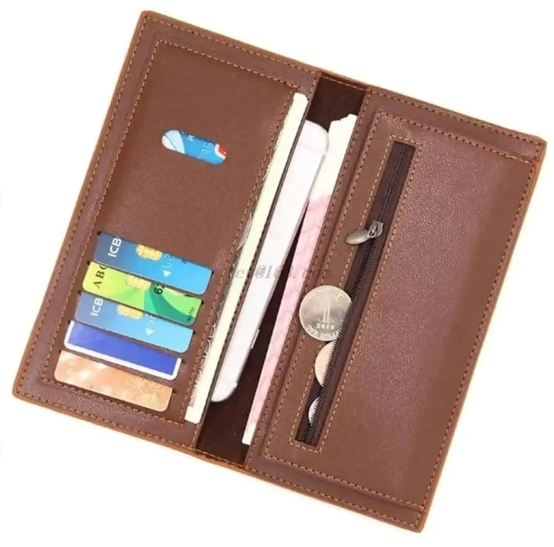 Stylish Slim Long PU Leather Wallet & Card Holder for Boys & Girls – Clutch (Black)