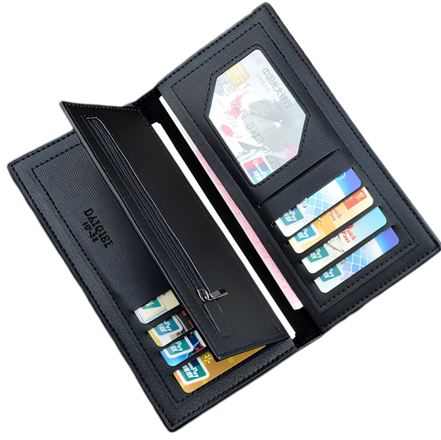 Stylish Slim Long PU Leather Wallet & Card Holder for Boys & Girls – Clutch (Black)