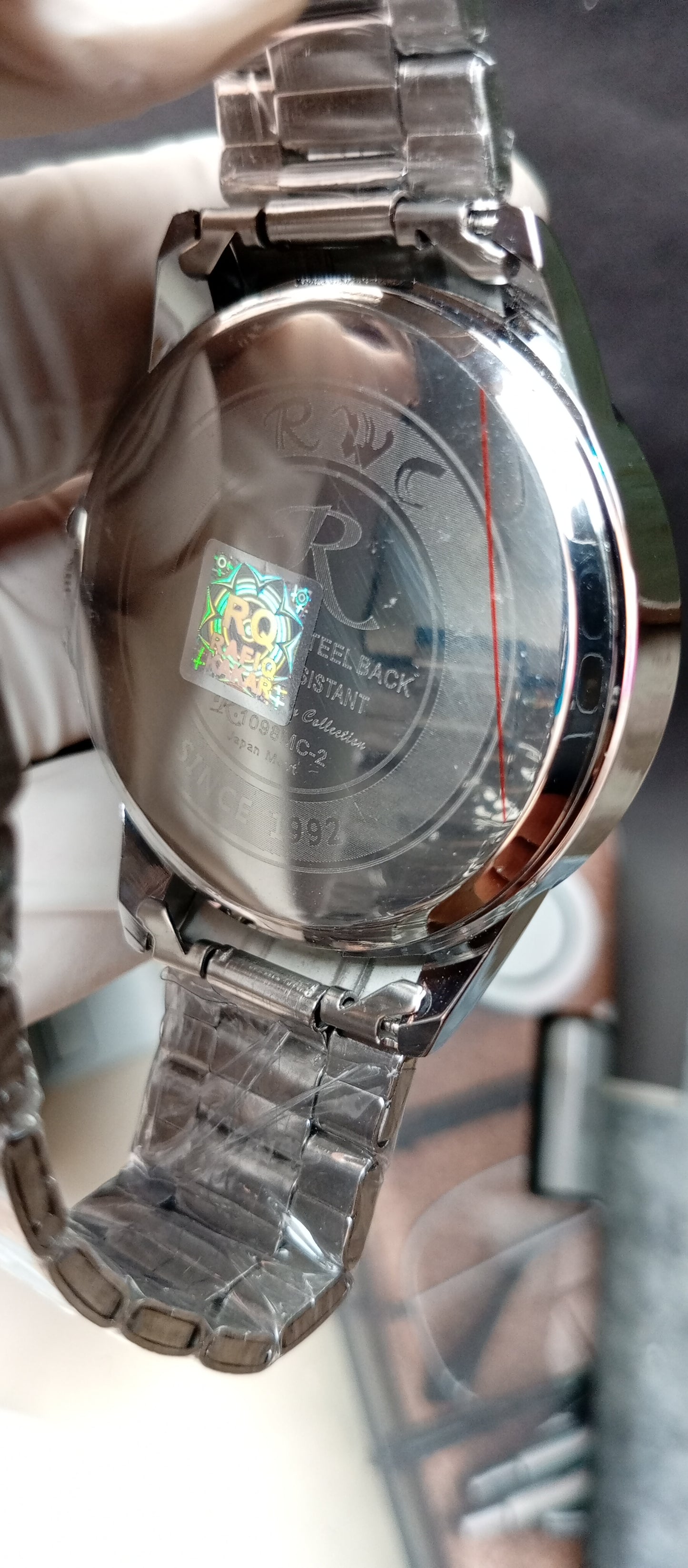 Rolex Inspired Silver Chain Watch – Blue Dial with Quartz Marking