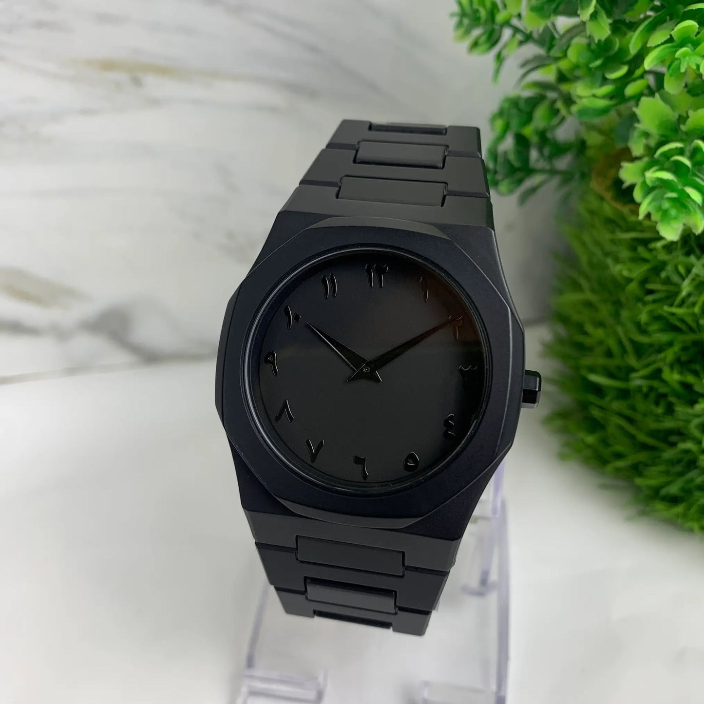 Aura Black – Sleek All-Black Watch with Arabic Numerals, Lightweight & Minimalist