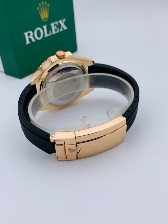 Rolex Men's Golden Stylish Watch with Adjustable Rubber Strap & Heavy Master Lock – Steel Bezel | Without Box