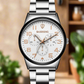 Baisheng Silver Chain Watch – Beige Dial with Logo & Decorative Sub-Dials
