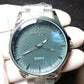 Rolex Inspired Silver Chain Watch – Blue Dial with Quartz Marking