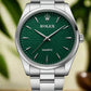 Rolex Inspired Silver Chain Watch – Blue Dial with Quartz Marking