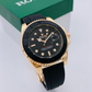 Rolex Men's Golden Stylish Watch with Adjustable Rubber Strap & Heavy Master Lock – Steel Bezel | Without Box